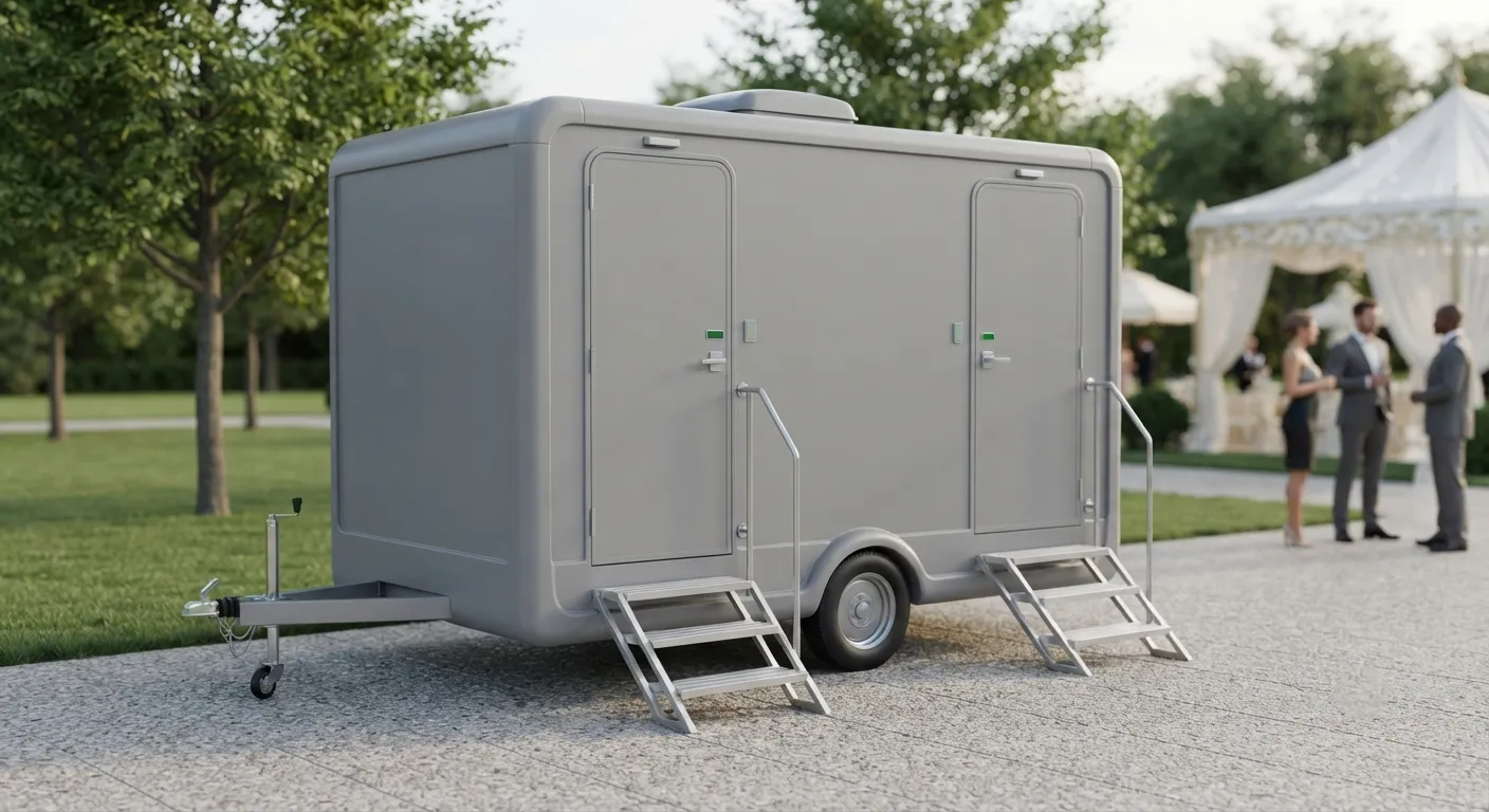 2 stall restroom trailer from our Greeley fleet
